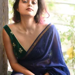 HERE&NOW Solid Woven Design Border Pure Cotton Saree With Unstitched Blouse Piece image 4