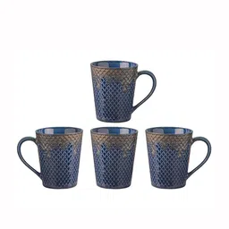 HINDUSTANI SAUDAGAR Blue Crafted Ceramics Solid Ceramic Glossy Mugs Set of Cups and Mugs image 4