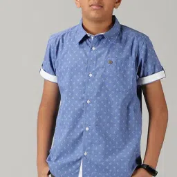 Kiddopanti Kids Light Blue Printed Shirt-image-42