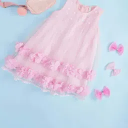 Pantaloons Junior Kids Pink Cotton Embellished Dress-picture-12