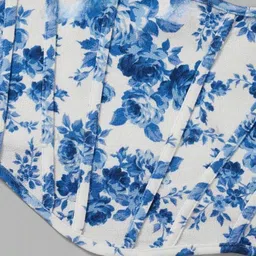 jinjin fashion Women's Floral Print Crop Top, Pink and White, Corset Style image 3