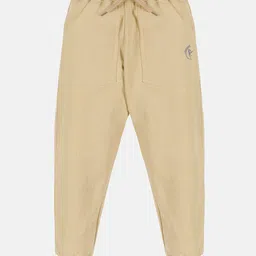 Kiddopanti Brand Name Placement Printed Fleece Track Pant - Beige-picture-30