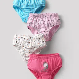 Bodycare Cotton Knit Panties With Star & Unicorn Print Pack Of 4 - Multicolour-image-85