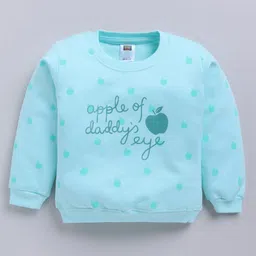 Nottie Planet Cotton Looper Knit Full Sleeves Apple Of Daddys Eye Text Printed Light Winter Sweatshirt - Blue-picture-13