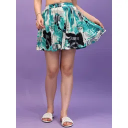 Cation  Printed Cotton Flared Mini Skirt image 1