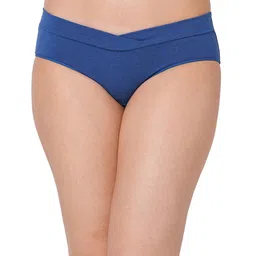 Inner Sense Organic Cotton Knit Pack Of 3 Solid V Band Detailed Plus Size Maternity Panties - Green & Blue image 3