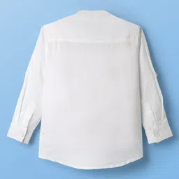 Pine Kids 100% Cotton Full Sleeves Solid Coloured Shirts With Mandarin Collar - White image 3