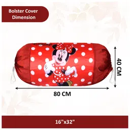Kuber Industries Set of 2 Bolster/Side Pillow Cover | 16"x32" Cylindrical Masland/Masand Long Pillow Cover For Diwan Pillows | Disney- Red image 3