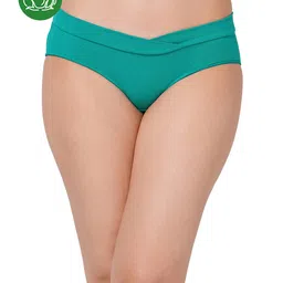 Inner Sense Organic Cotton Knit Pack Of 3 Solid V Band Detailed Plus Size Maternity Panties - Green & Blue image 4
