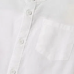 Pine Kids 100% Cotton Full Sleeves Solid Coloured Shirts With Mandarin Collar - White image 4