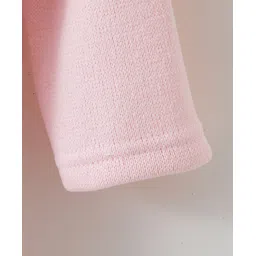 Kookie Kids Full Sleeves Front Open Hooded Footed Romper with Alphabet Bear & Heart Embroidery - Pink image 5