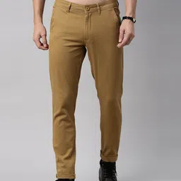 Roadster Men Camel Brown Regular Fit Solid Chinos-picture-34