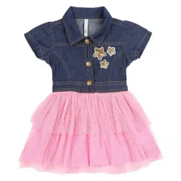 Pantaloons Baby Navy & Pink Patch Work Casual Dress-image-27