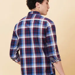 Being Human Maroon & Navy Slim Fit Checks Shirt image 2
