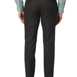 Raymond Dark Brown Slim Fit Self Design Flat Front Trousers image 2