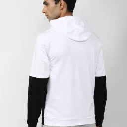 Van Heusen Flex White Slim Fit Colour Block Hooded Sweatshirt image 2