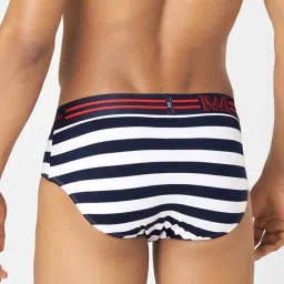 Macroman M-Series Navy & White Regular Fit Striped Briefs - Pack Of 2 image 2