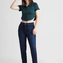 Only Dark Blue Cotton  Mid Rise Jeans-image-21