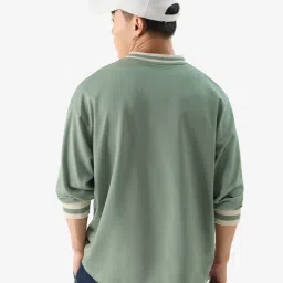 The Souled Store Green Oversized V Neck T-Shirt image 2