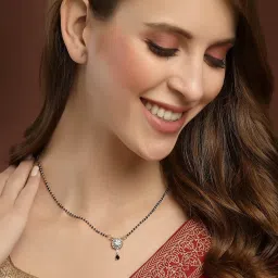 Panash Gold Plated AD Studded & Beaded Mangalsutra Set of 3 image 2