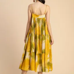 Moomaya Yellow & Green Printed Midi Dress image 2