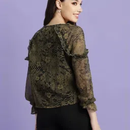 Forever 21 Olive Green Floral Print Top image 2