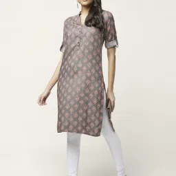 Rangmanch by Pantaloons Grey Printed Straight Kurta image 4