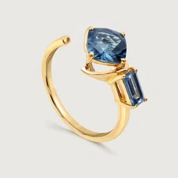 Mia by Tanishq Scarlet 14k London Blue Topaz Finger Ring image 2
