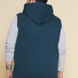 John Pride Teal Regular Fit Plus Size Hooded Sweatshirt image 2
