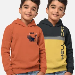 HELLCAT Orange & Grey Printed Full Sleeves T-Shirt (Pack Of 2) image 1