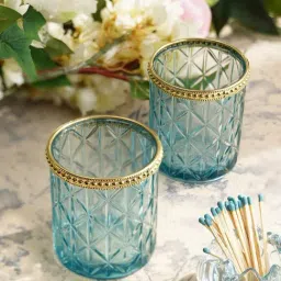 Pure Home and Living Blue Diamond Texture Tea-Light Holder-picture-38