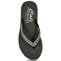 Skechers Women's MEDITATION - CLEAR WATERS Black Silver Casual Slippers image 4