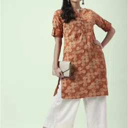Rangmanch by Pantaloons Rust Printed Straight Kurta image 4