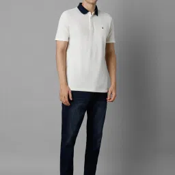 Louis Philippe Jeans White Cotton Slim Fit Polo T-Shirt image 4