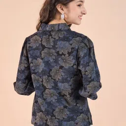 StyloBug Girls Navy Printed Top image 2