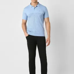 V Dot Blue Cotton Slim Fit Printed Polo T-Shirt image 4