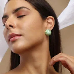 Sohi The Twig Green Stud Earrings for Women image 2