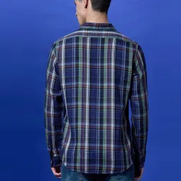 Pepe Jeans Navy Cotton Regular Fit Checks Shirt image 2