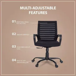 ib basics Ergonomic Mid Back Office Chair Metal Base Black image 5