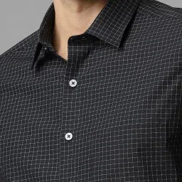 Louis Philippe Black Cotton Slim Fit Checks Shirt image 4