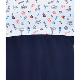Pantaloons Junior White & Navy Printed T-Shirt with Shorts image 4