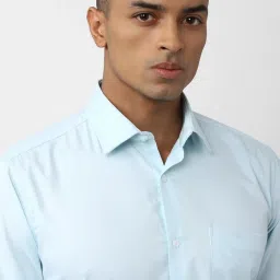 Van Heusen Blue Cotton Regular Fit Texture Shirt image 4