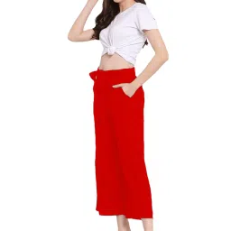 PATRORNA Red Regular Fit Mid Rise Trousers image 4