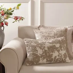 Pure Home and Living Cream Cotton Embroidered Rectangle Cushion Cover-picture-10