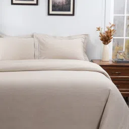 Maspar Solid Beige 300 Cotton King Duvet Cover With Pillow Case image 2