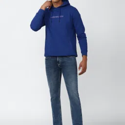 van heusen V Dot Blue Slim Fit Hooded Sweatshirt image 5