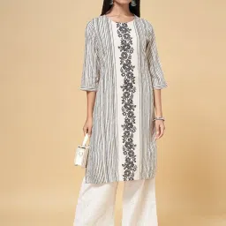 Rangmanch by Pantaloons Off-White Printed Straight Kurta image 4