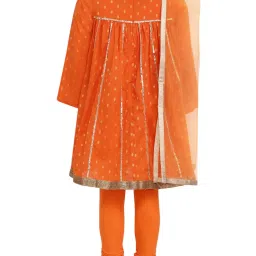 A Little Fable Kids Orange Cotton Zari Work Suit Set image 2