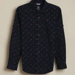 Allen Solly Boys Navy Cotton Slim Fit Printed Shirt-picture-39