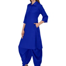 PATRORNA Dark Blue Regular Fit Pathani Kurta image 4